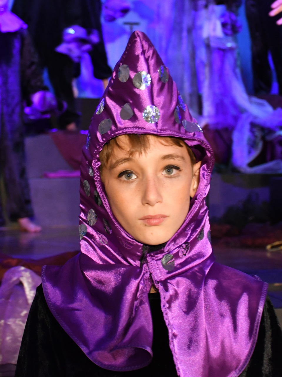 Playing a serious part in the school movie